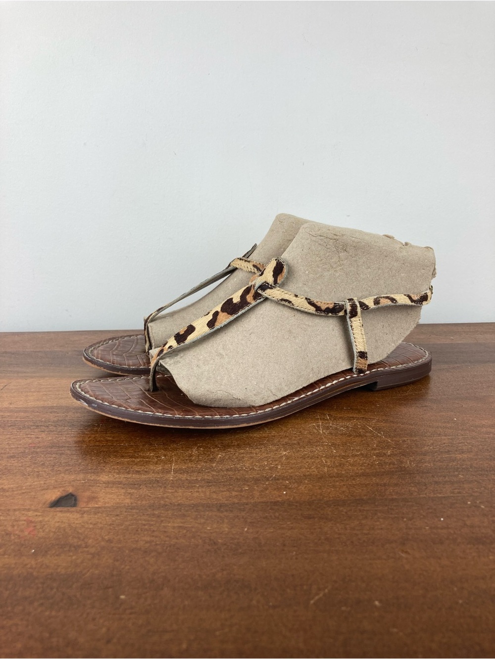 Sam Edelman GIGI Leopard Print Calf Hair Leather Sandals Women’s Size 9M 39.